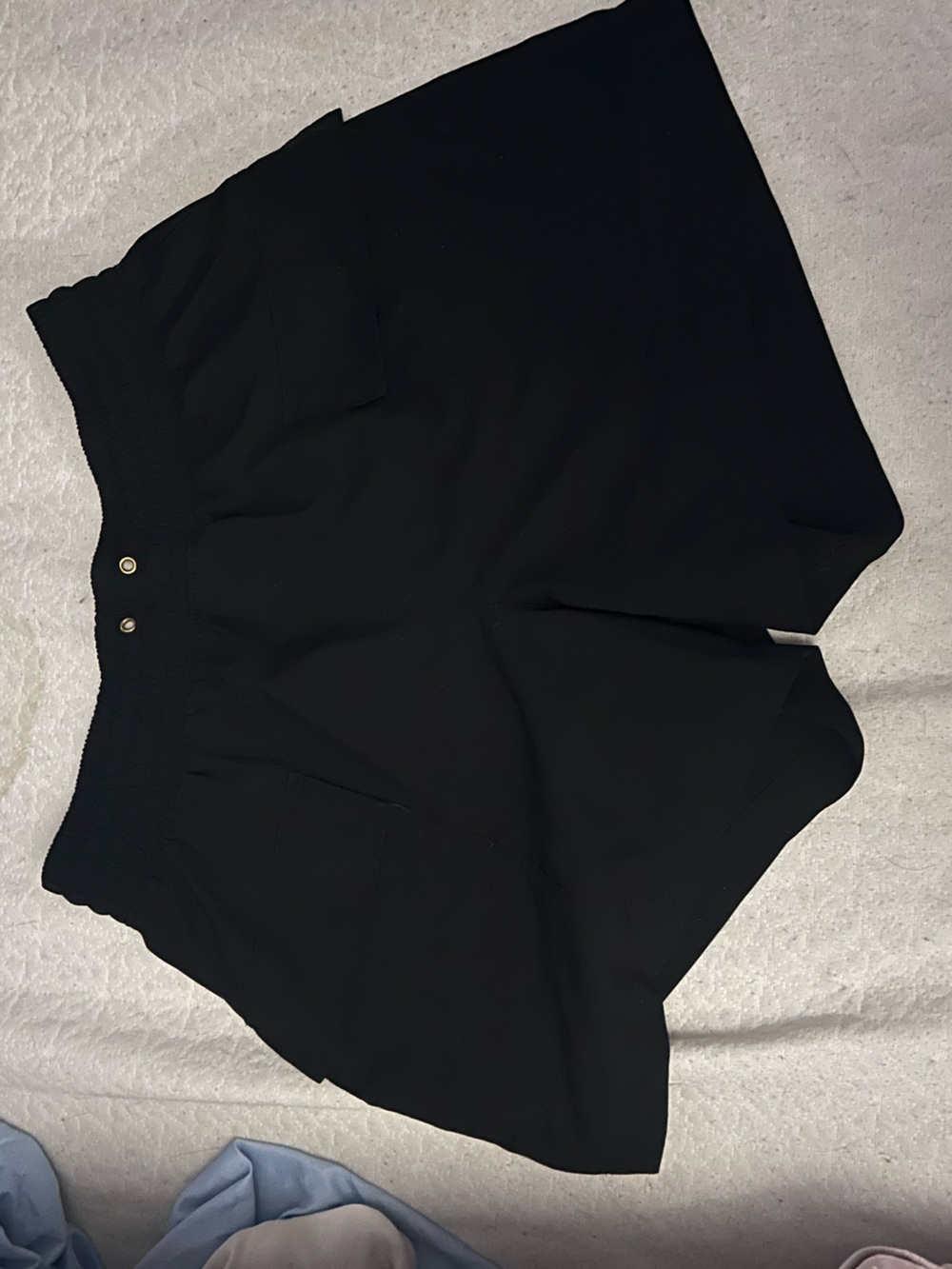 Missing Drawstring Button Pockets Black Cargo Shorts